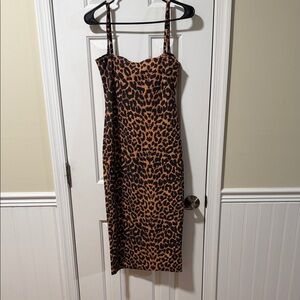 PrettyLittleThing Brown Leopard Print Midi Dress